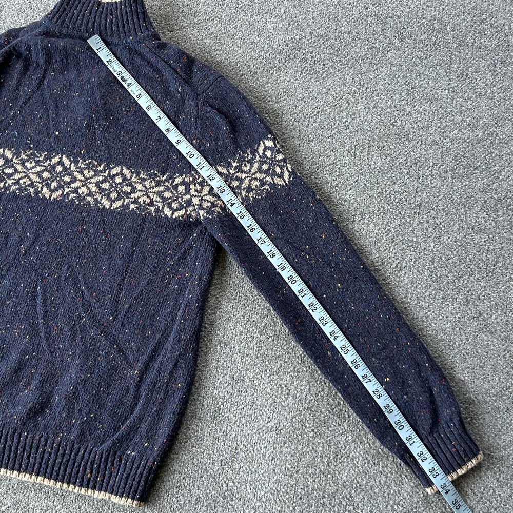 Express Sweater Mens Large Navy Wool Blend Quarter‎ Zip Fair Isle Made Japan - Picture 7 of 10